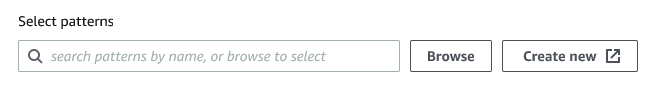 The screen shot shows the Select patterns section.