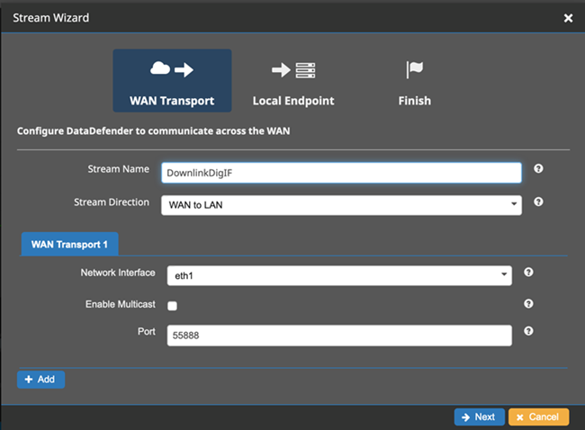 Interface for configuring WAN communication settings.
