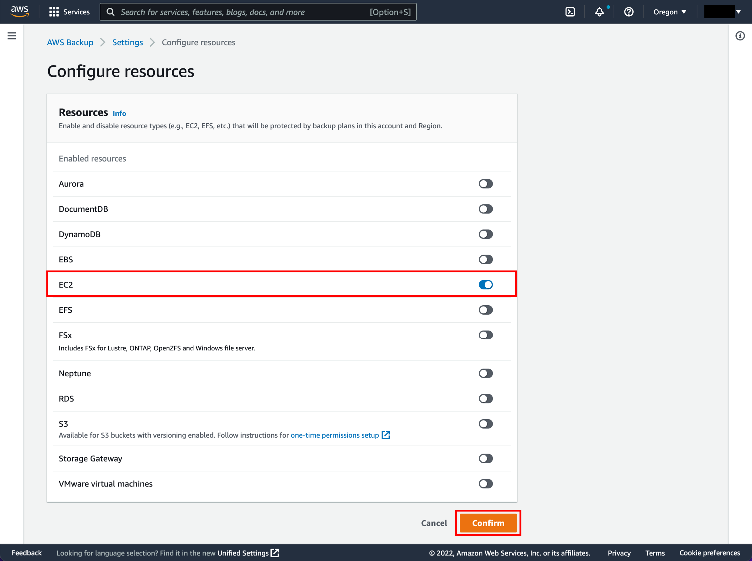 The configuration settings interface.