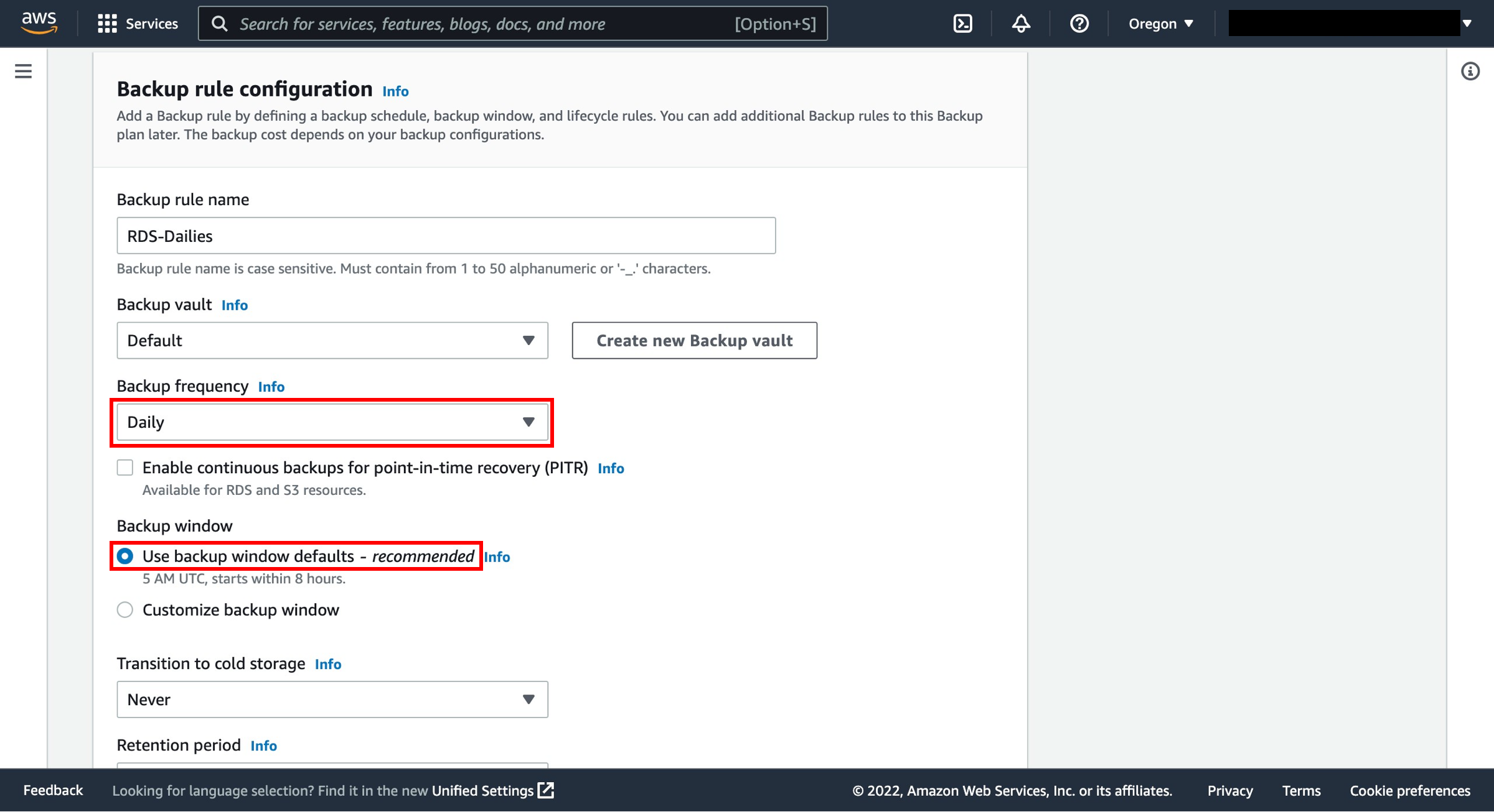The configuration settings interface.