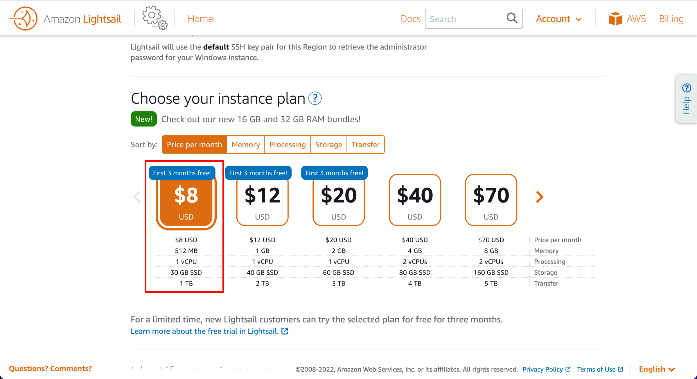 The selection interface.
