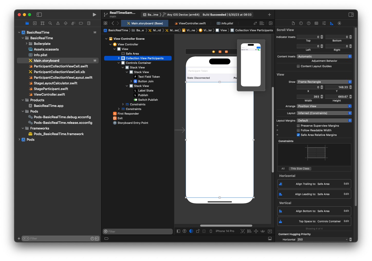 Customize iOS Collection View Participants view.