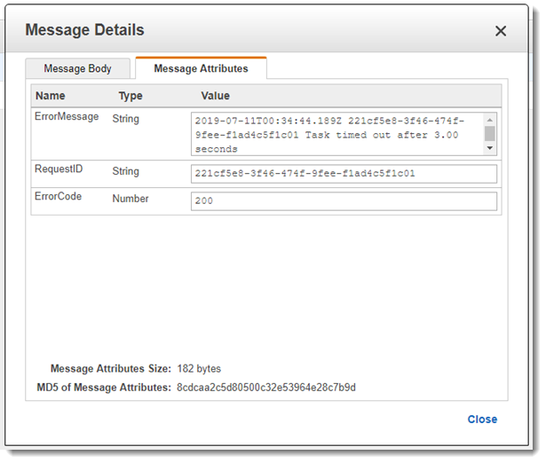 
        Dead-letter queue event attributes in the Amazon SQS console.
      