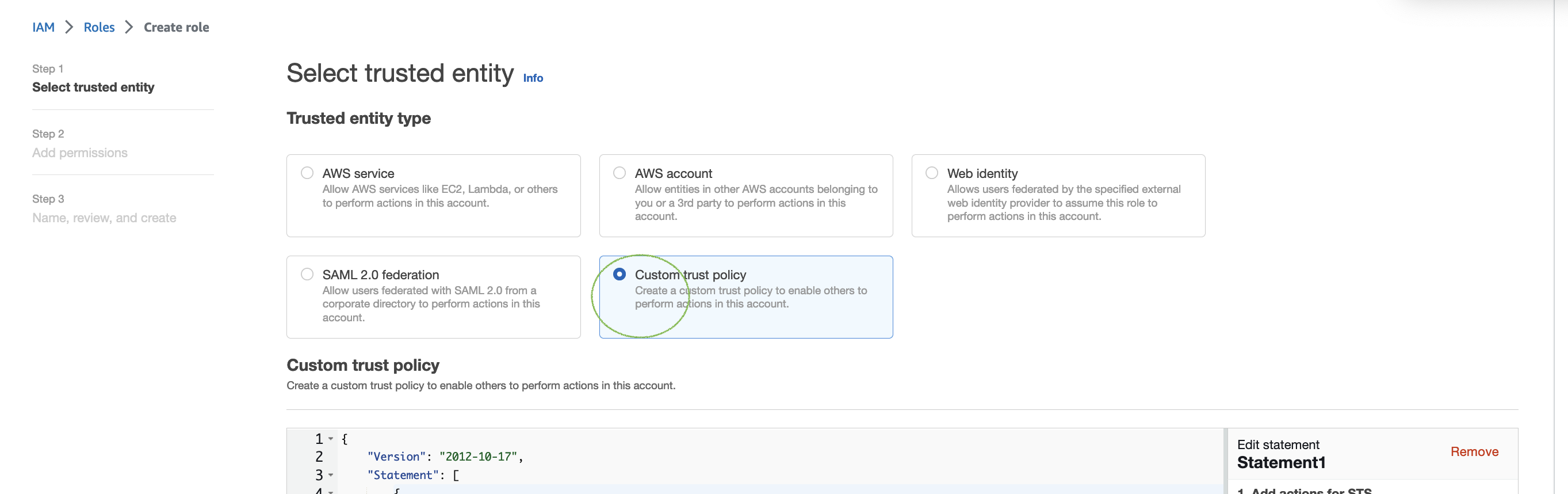 Select trusted entity