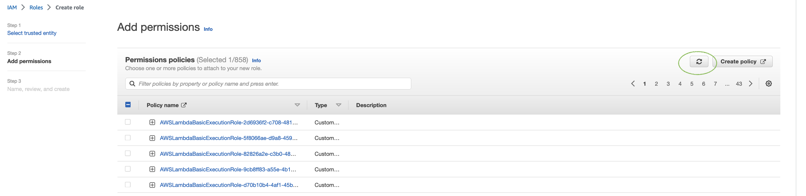 Refresh the screen to see the new policy.