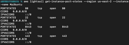 The port states of a virtual computer.