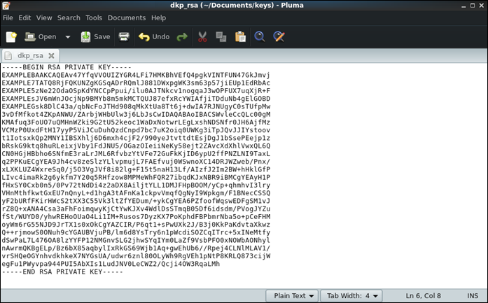 Example contents of the dkp_rsa file.