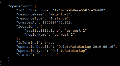 Delete auto snapshot operation result.