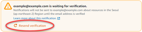 Resend email verification in the Lightsail console.