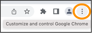 Google Chrome customize and control menu.