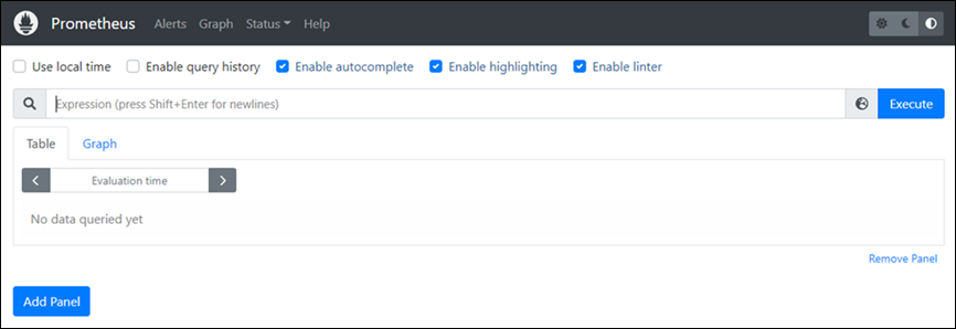 The Prometheus dashboard