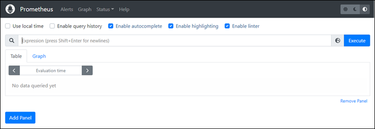 The Prometheus dashboard