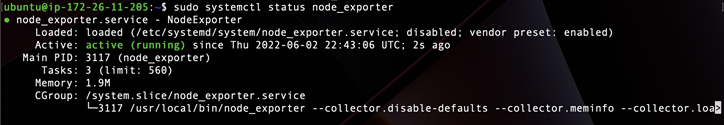 Node exporter status output