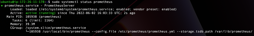 Prometheus status output