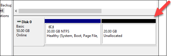 Unallocated disk space in Windows Disk Management