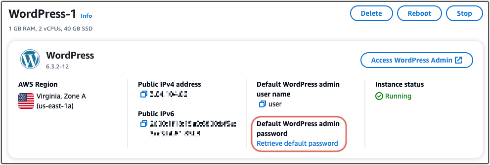 
            Accessing WordPress admin password in Lightsail.
          