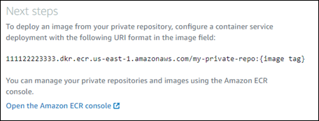 Next steps after adding an Amazon ECR private repository