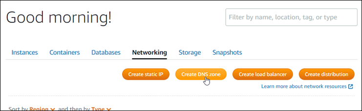 Create a DNS zone in the Lightsail console
