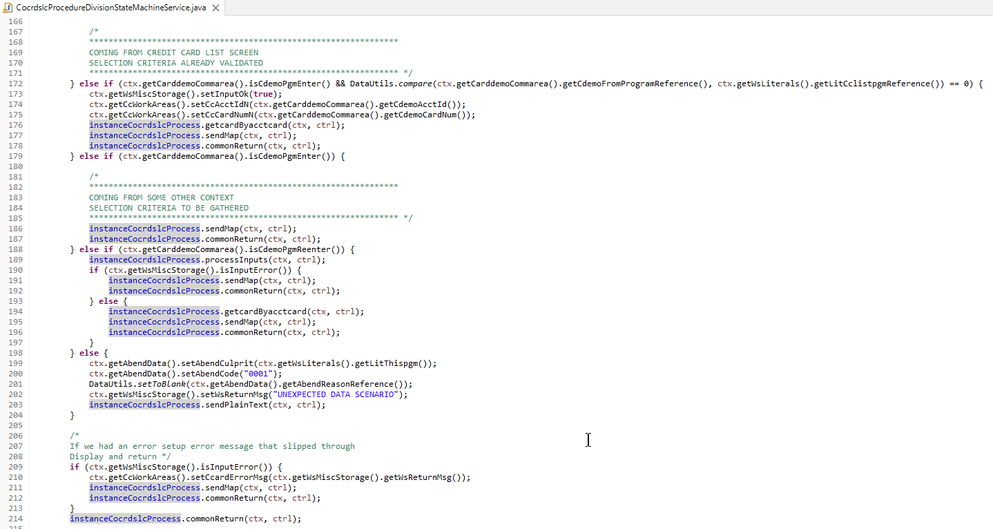 .statemachine service making calls to the process implementation
