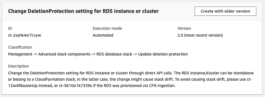 Change DeletionProtection setting interface for RDS instance or cluster with execution details.