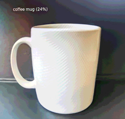 
        A coffee mug with detection text.
      