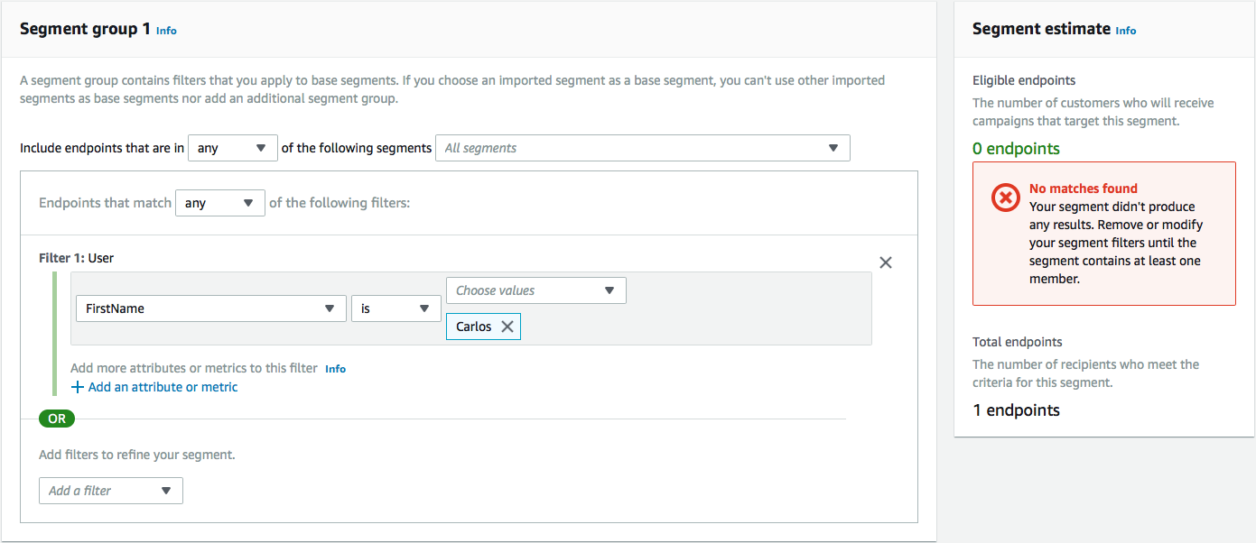 A segment with zero opted in endpoints.