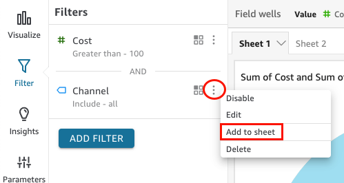 
								This is an image of the add to sheet option in the filters pane.
							