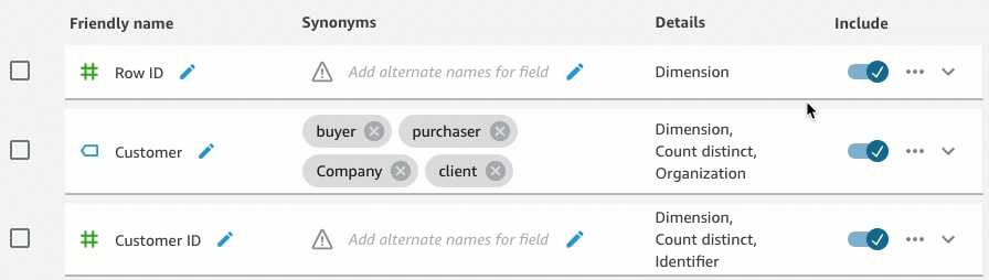 
                            Animated image of excluding a field.
                        