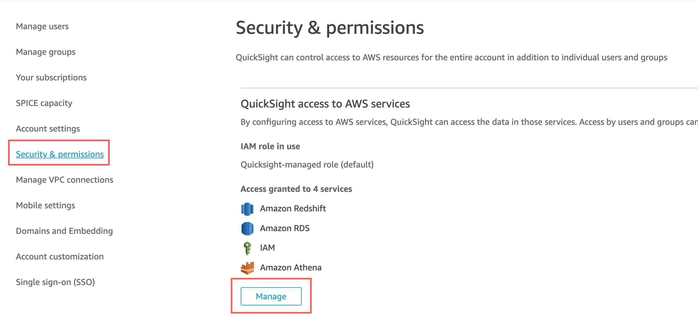 
                        Manage security and permissions.
                    