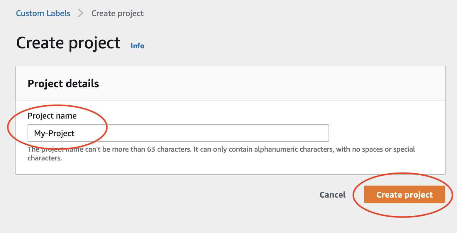 UI form to create a new project named "My-Project" with a field to enter the project name and cancel or create project buttons.