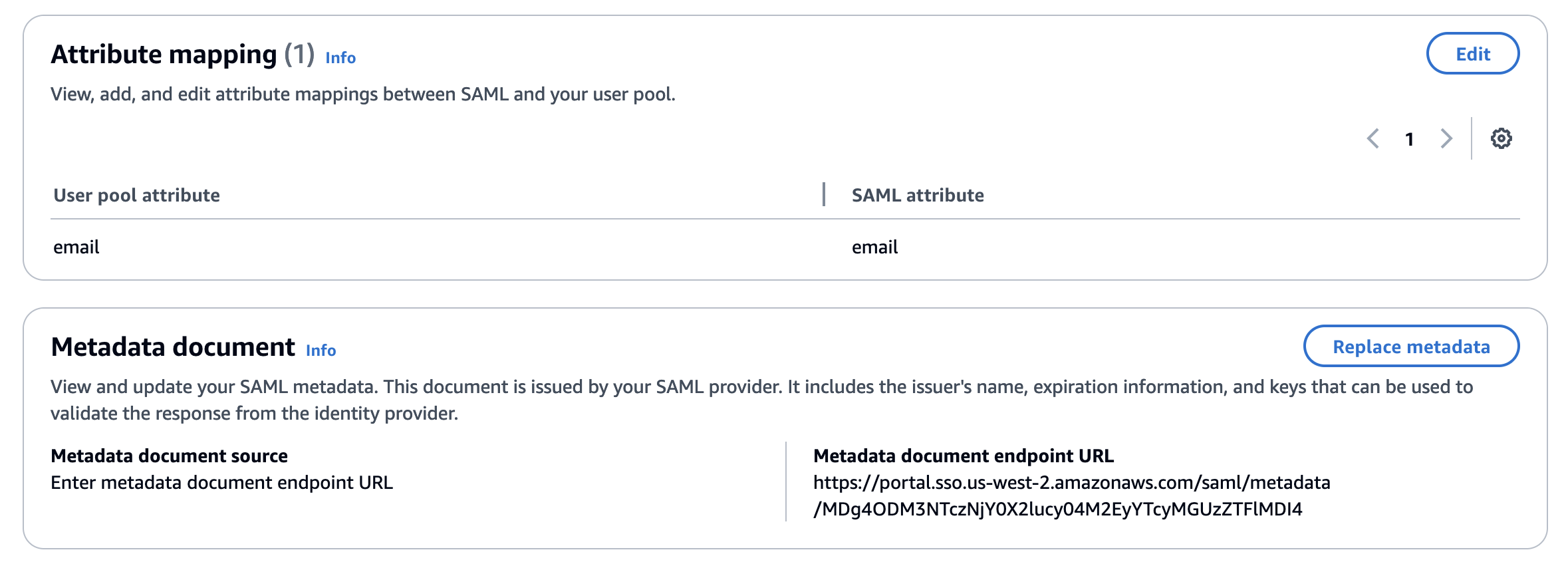 The Amazon CognitoUser pool overview.