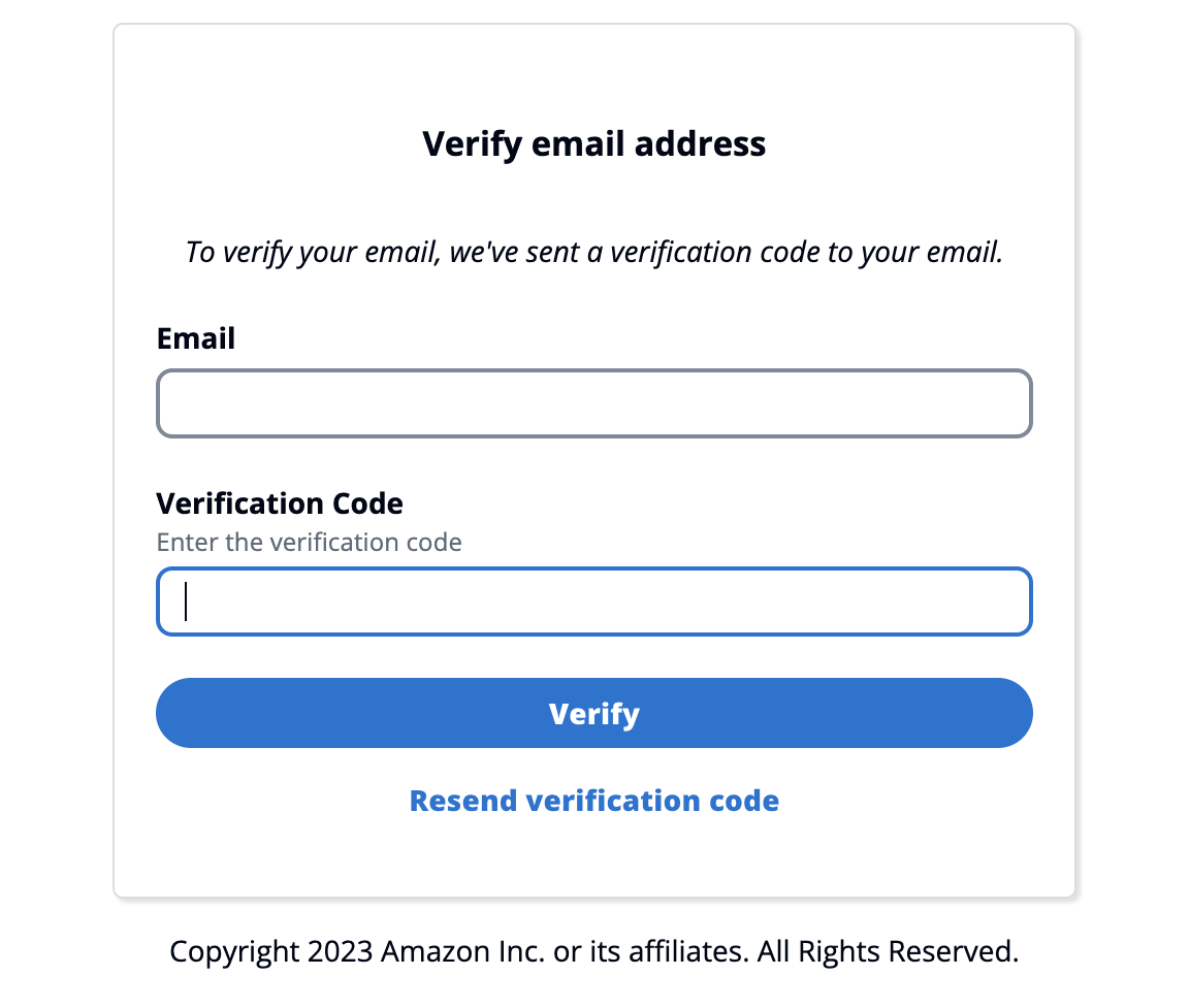 Verification code entry page