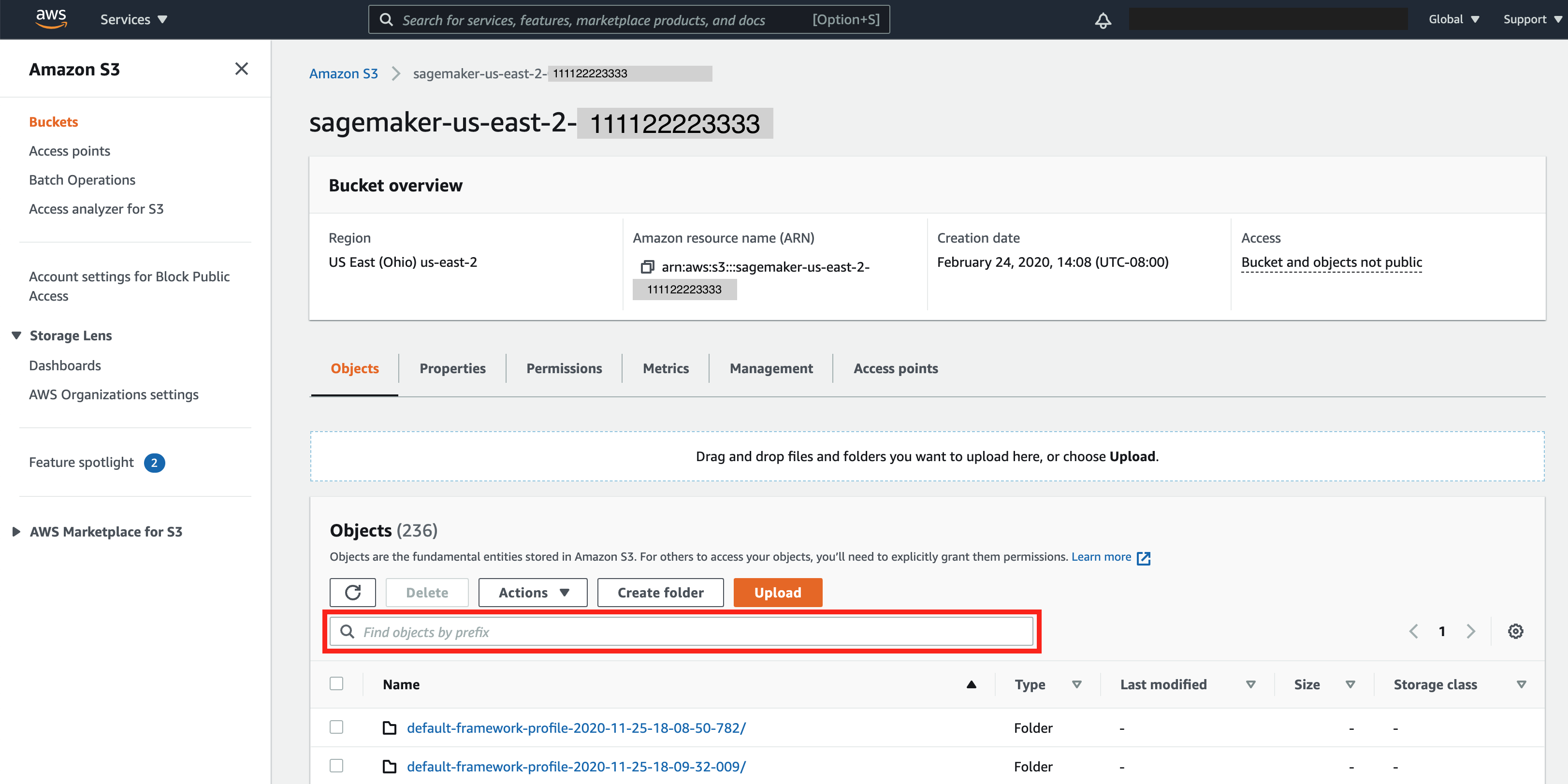 An example to the rule output S3 bucket URI