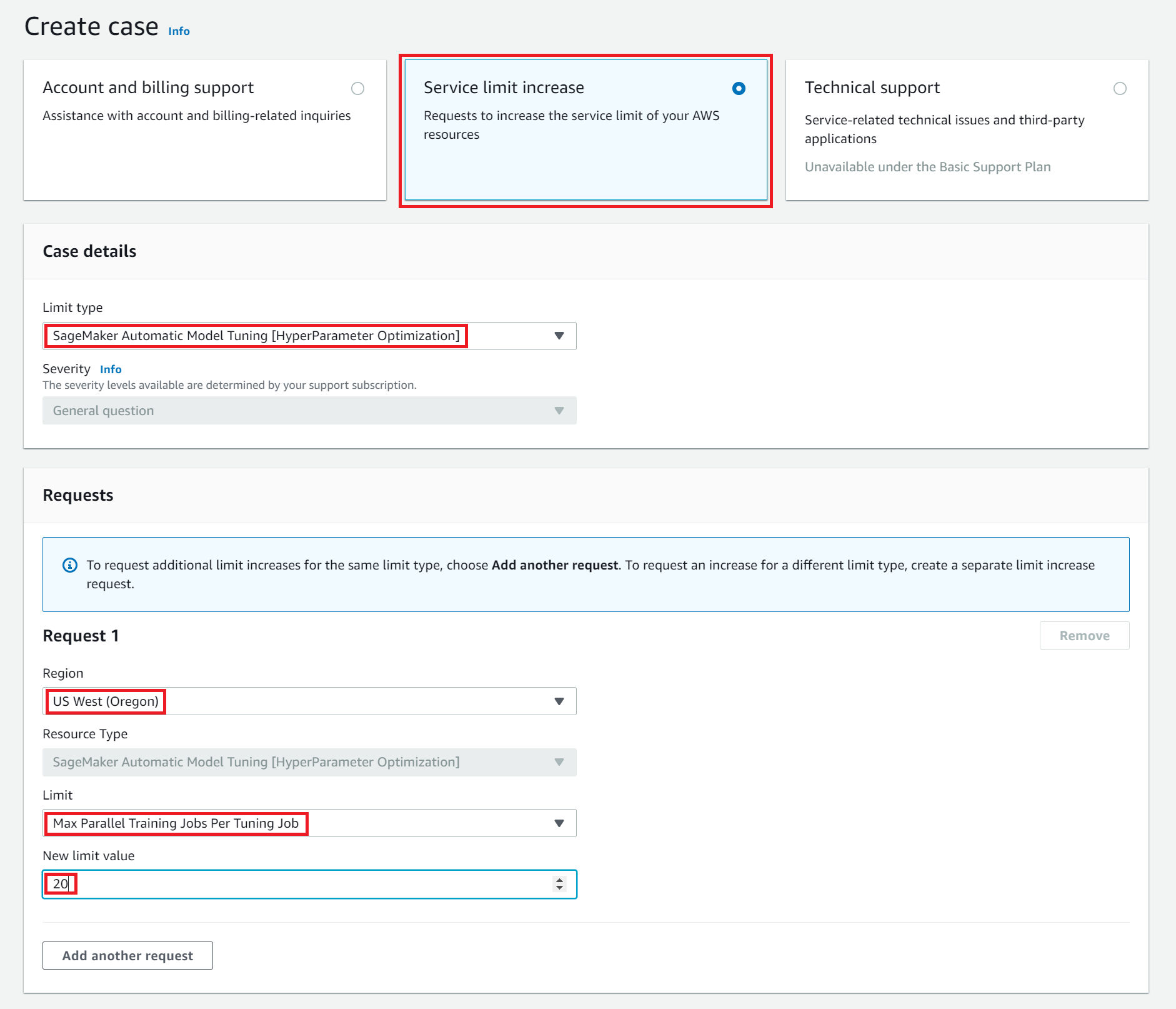 
            Resource limit increase request UI.
          