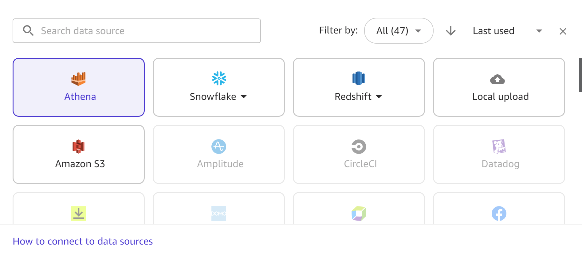 
                The Data Source dropdown menu on the Import data page in Canvas.
            