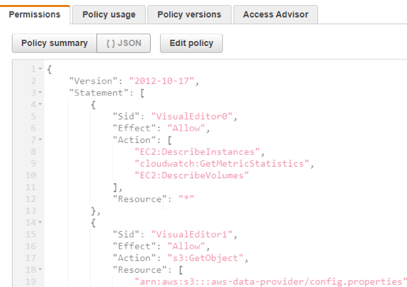 
            Verifying the policy for the IAM role
          