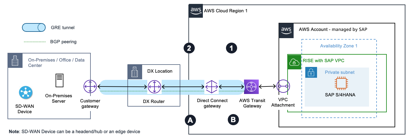 SD-WAN devices integration with Transit Gateway and Direct Connect with no landing zone