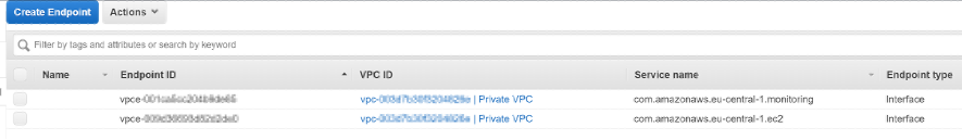 
              VPC endpoints created
            