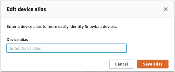 Edit device alias window showing Save alias button at lower right.