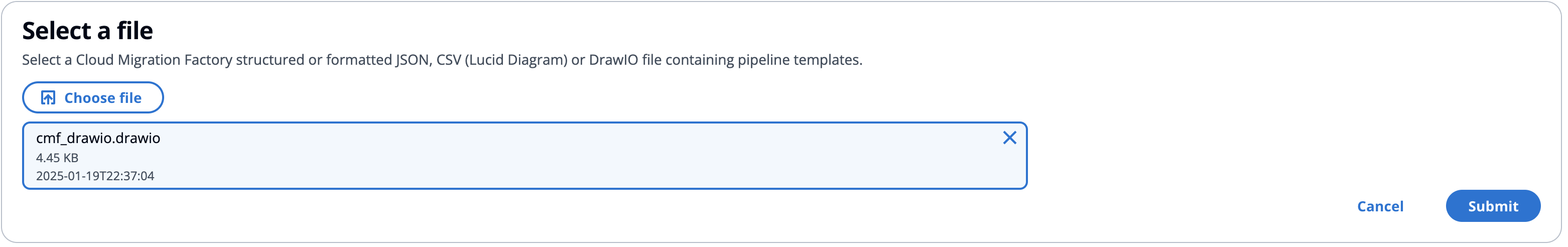 pipeline template import submit