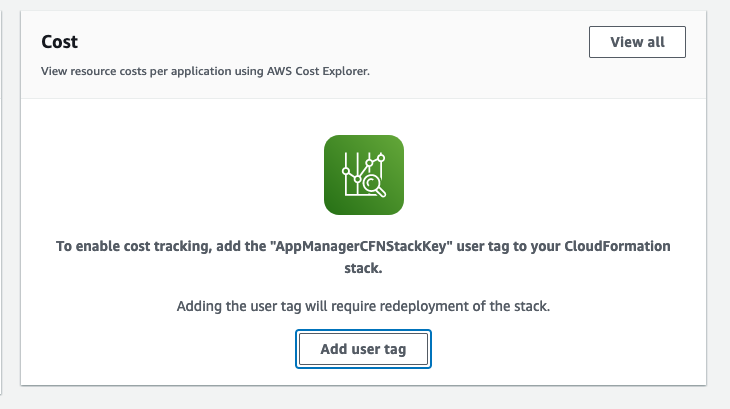 Screenshot depicting the Application Cost add user tag screen