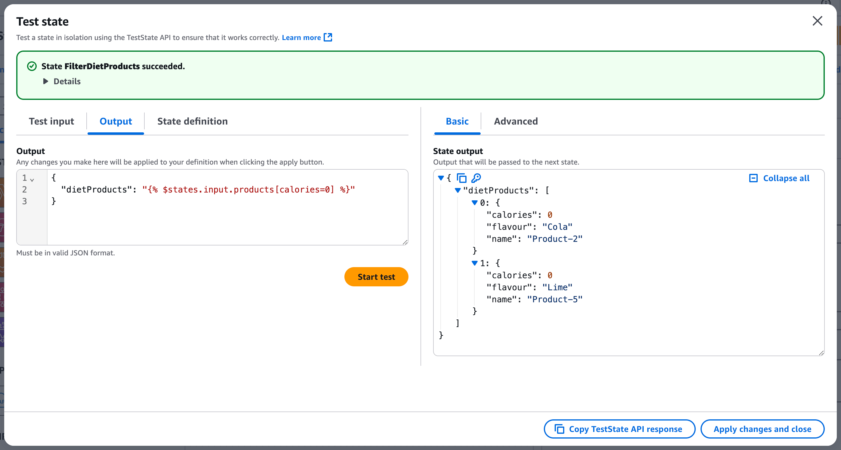 Example output for JSONata expressions under test.