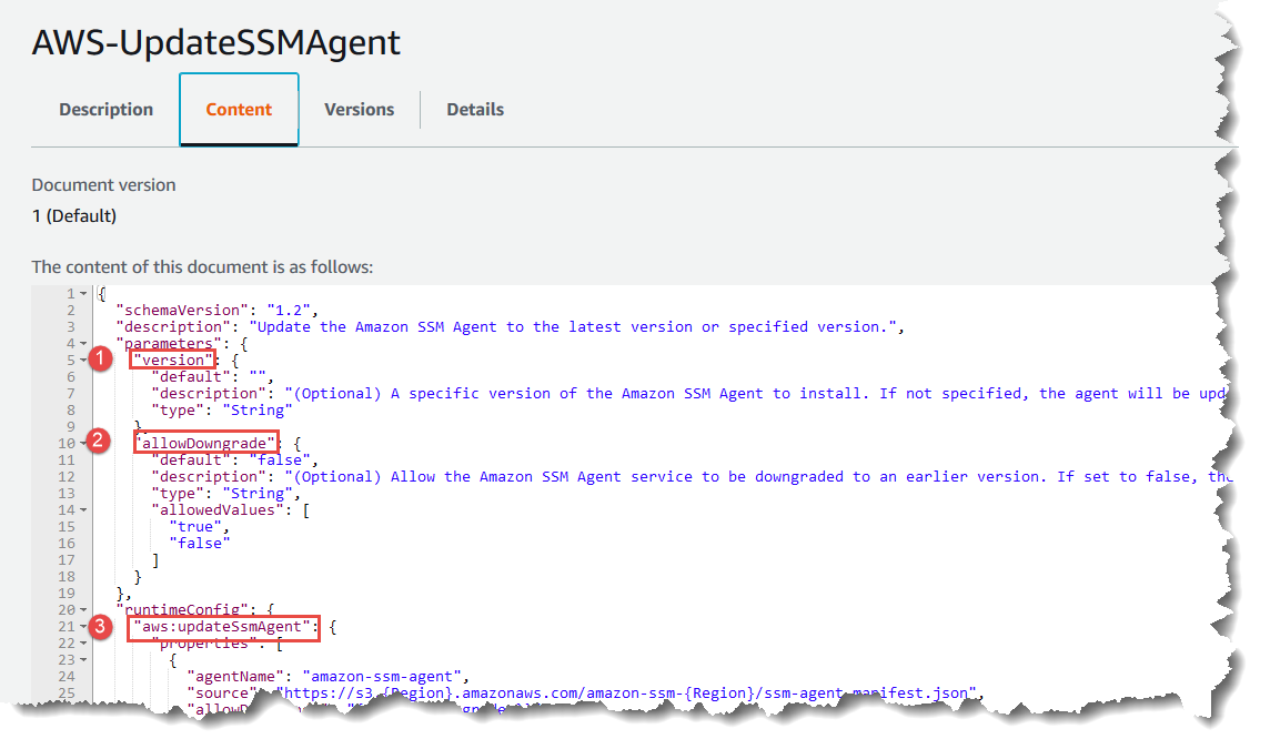 View SSM document content in the Systems Manager console