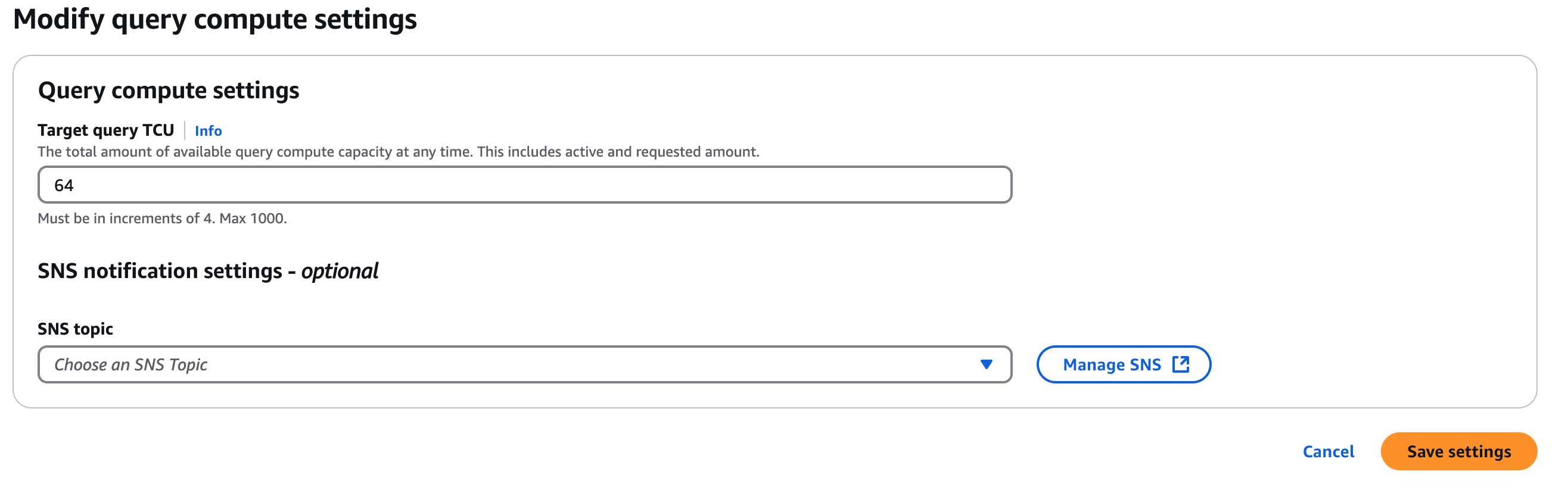 Image of console view of modifying settings for provisioned TCUs.