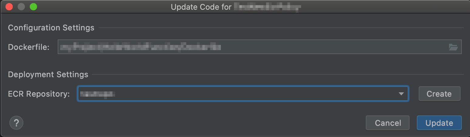
      The Update Code dialog box.
    
