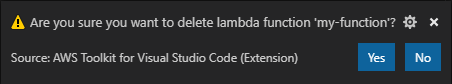 
            Delete Lambda confirmation dialog box
          