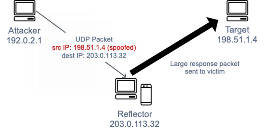 
          A diagram depicting a UDP reflection attack
        