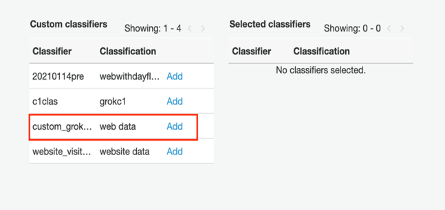 A screenshot that shows how you should scroll down to the Classifers section and choose Add.
