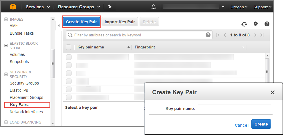 
              Screen showing creating a key pair
            