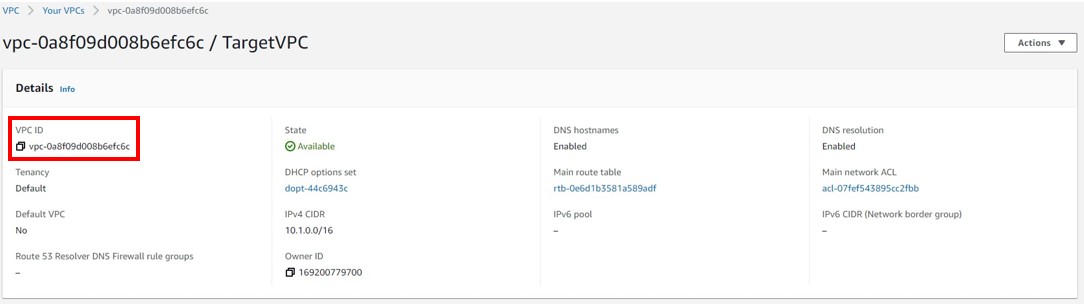 Target vpc-id